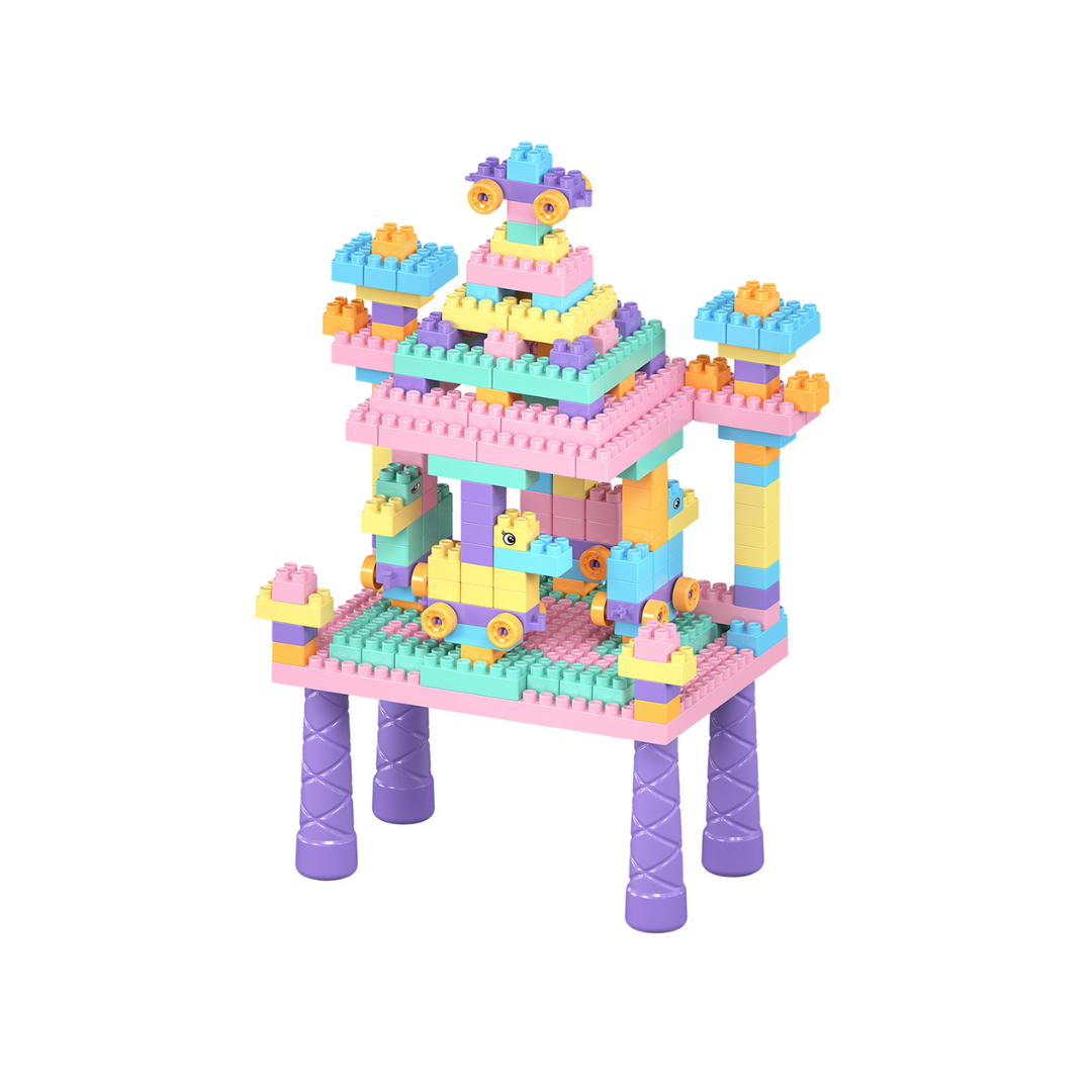 Kids Building Play Table with Blocks and Toys