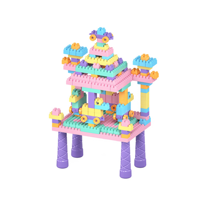 Kids Building Play Table with Blocks and Toys