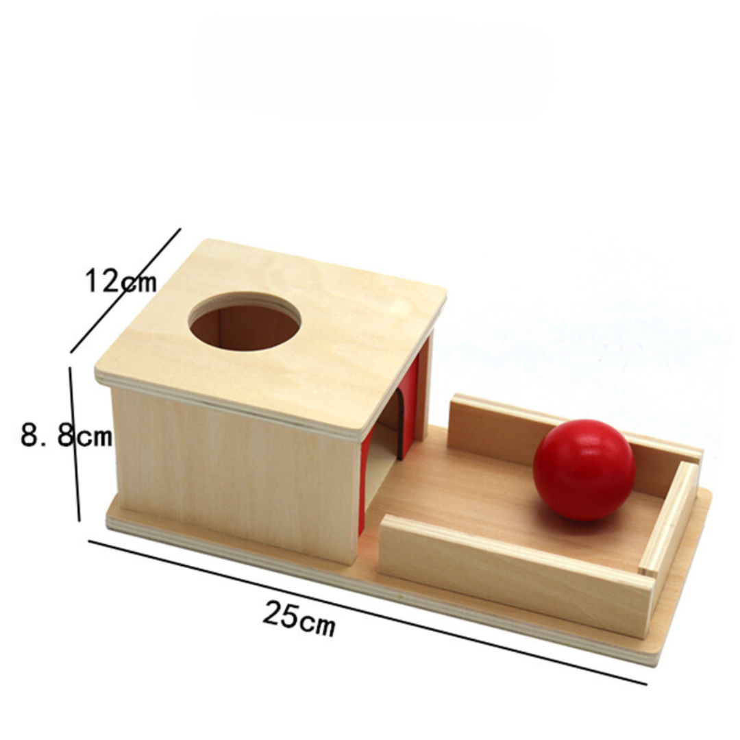 Natural Wood Toy Box with Balls for Kids