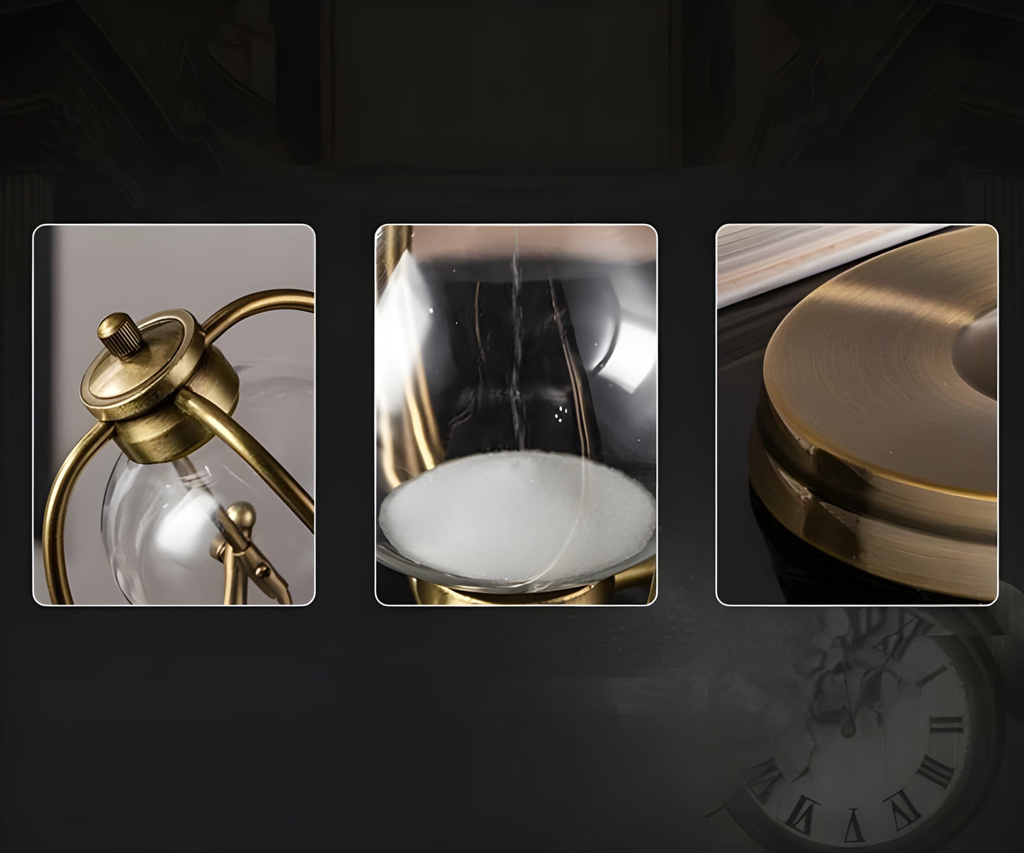 Classic Hourglass Clock with Gold Finish