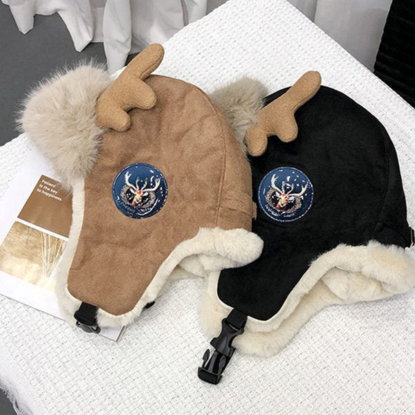 Warm Deer Antler Ski Beanie Hat