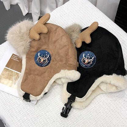 Warm Deer Antler Ski Beanie Hat