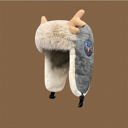 Warm Deer Antler Ski Beanie Hat