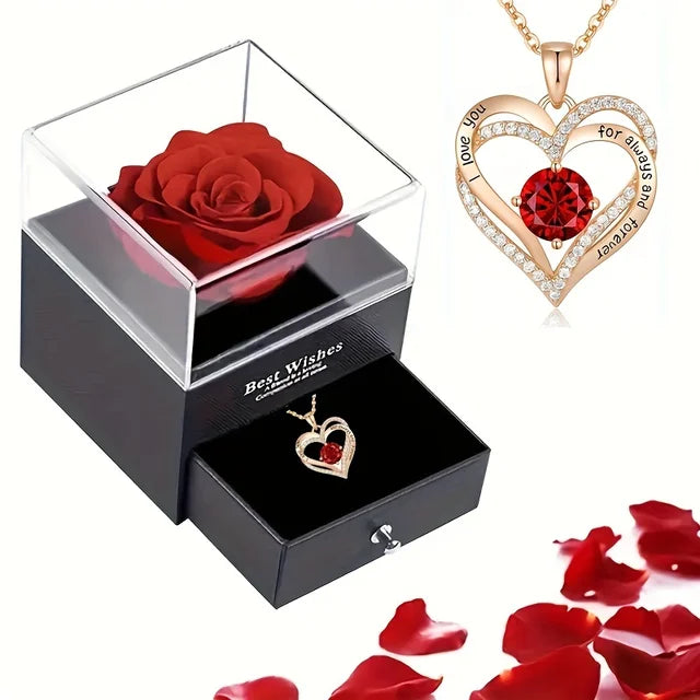 Beautiful Rose Necklace in Gift Box - Fesara