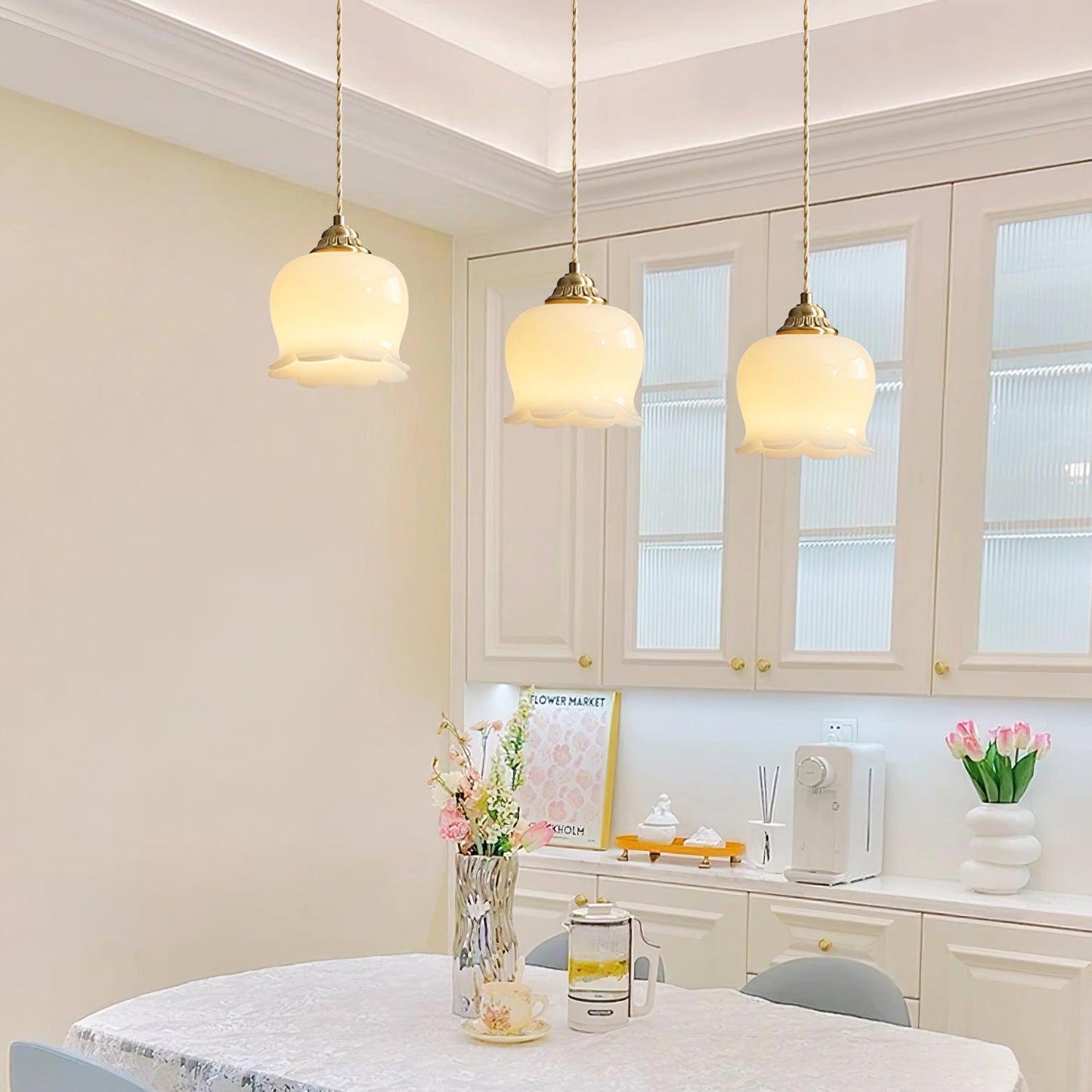 Classic Gold Floral Pendant Light Fixture