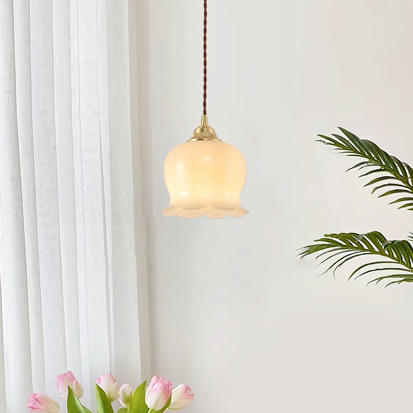 Classic Gold Floral Pendant Light Fixture
