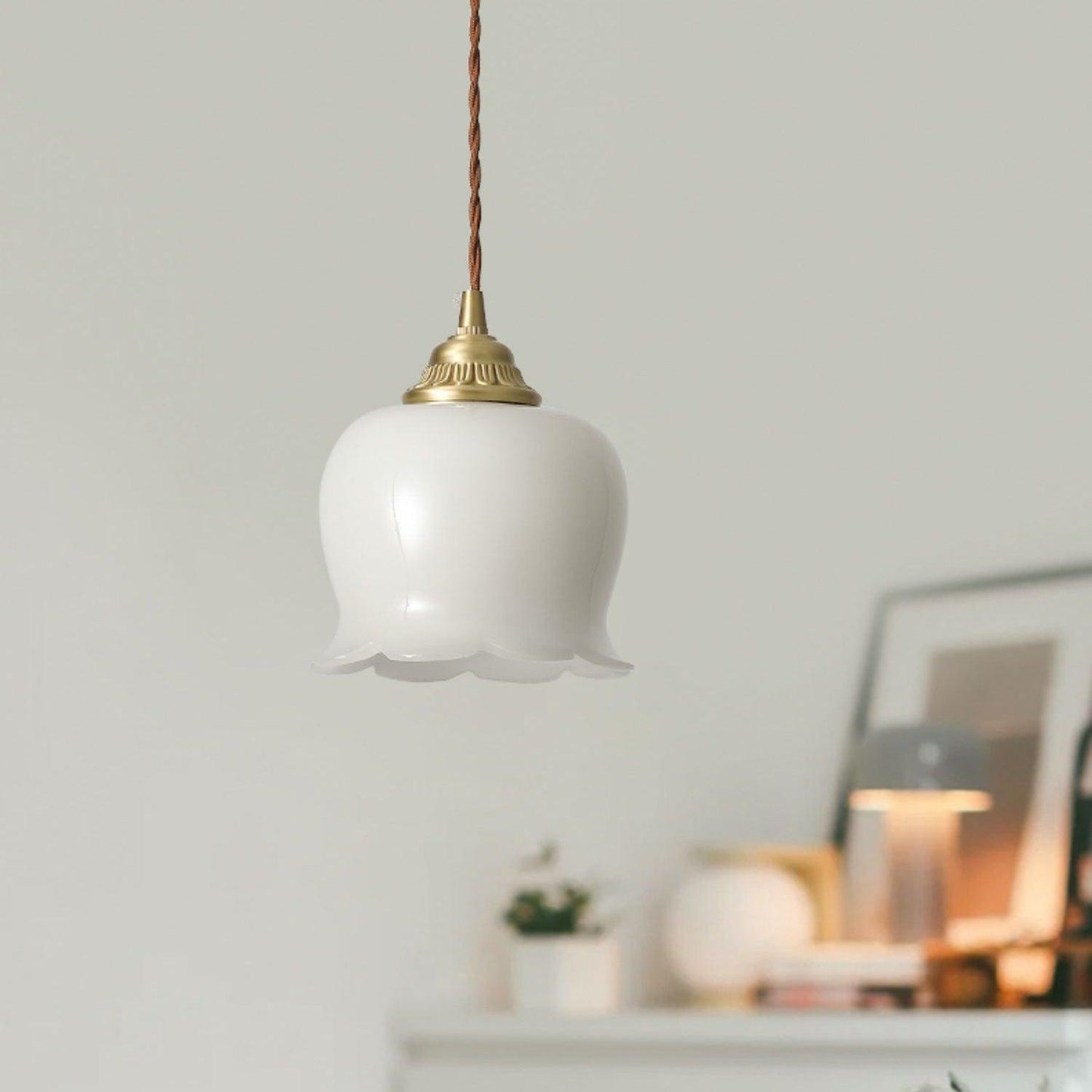 Classic Gold Floral Pendant Light Fixture