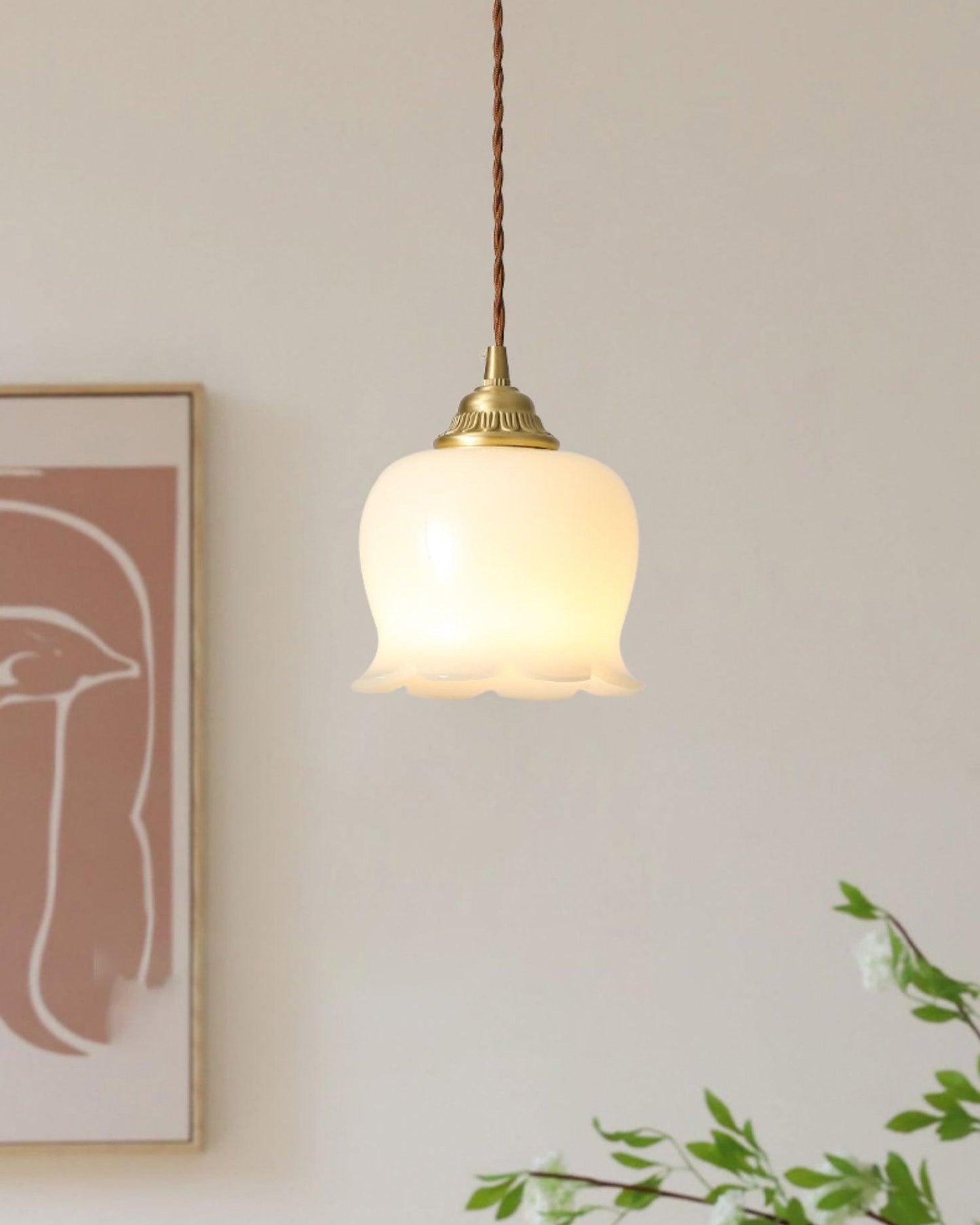 Classic Gold Floral Pendant Light Fixture