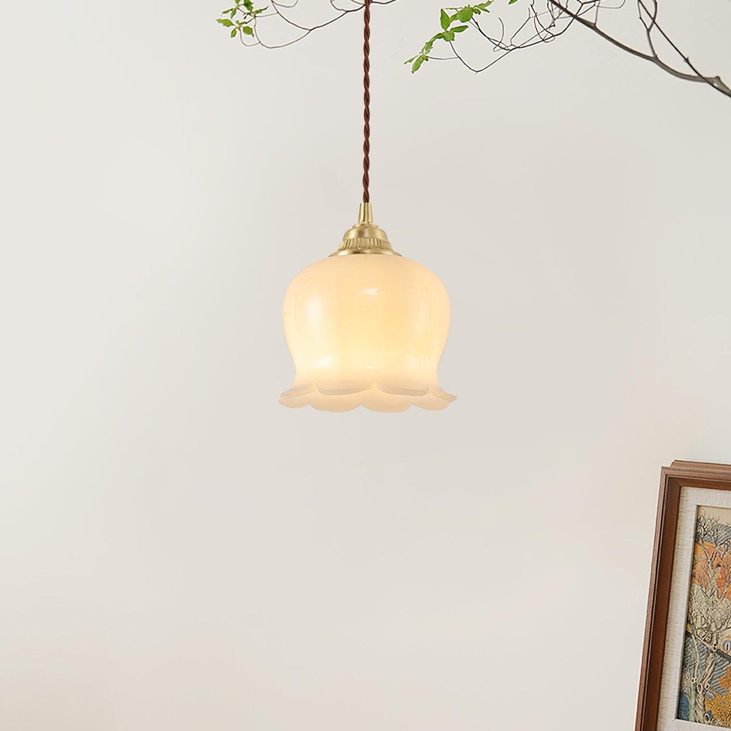 Classic Gold Floral Pendant Light Fixture