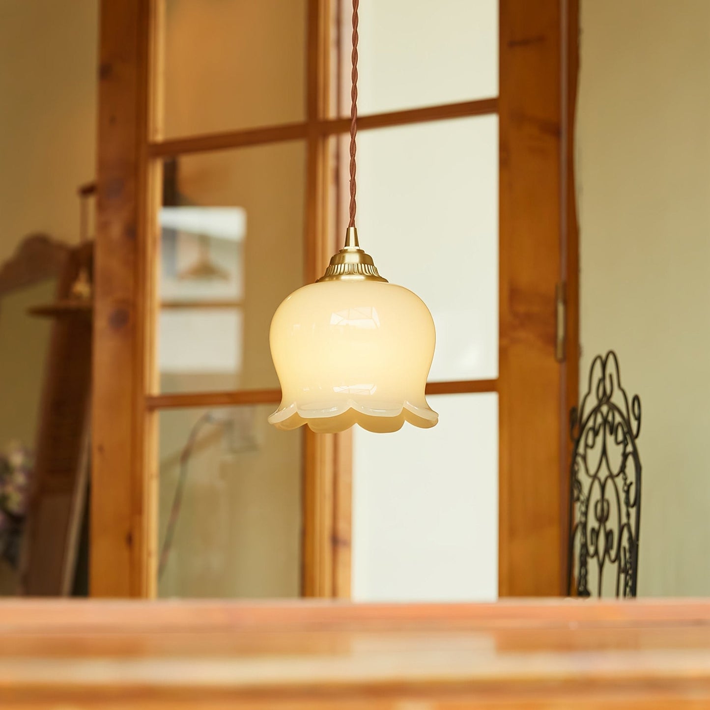 Classic Gold Floral Pendant Light Fixture