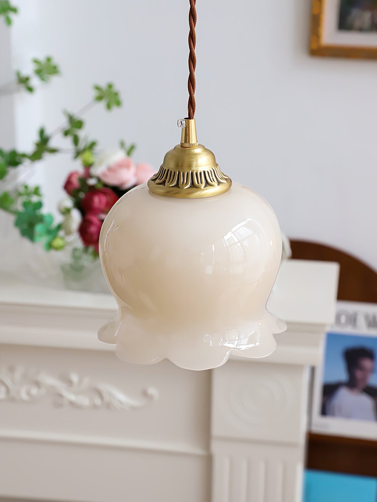 Classic Gold Floral Pendant Light Fixture