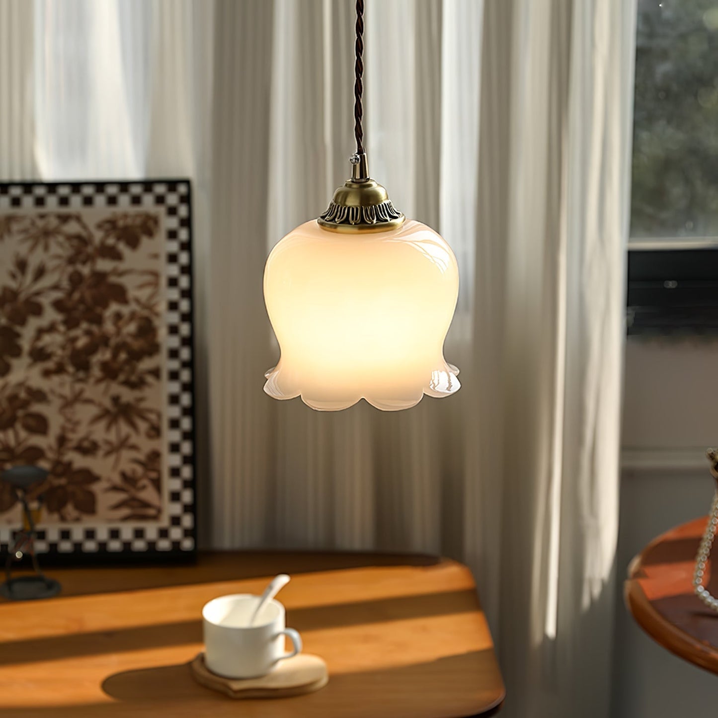 Classic Gold Floral Pendant Light Fixture