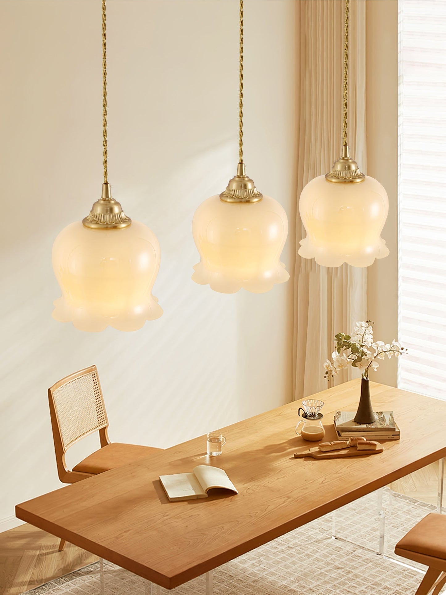 Classic Gold Floral Pendant Light Fixture