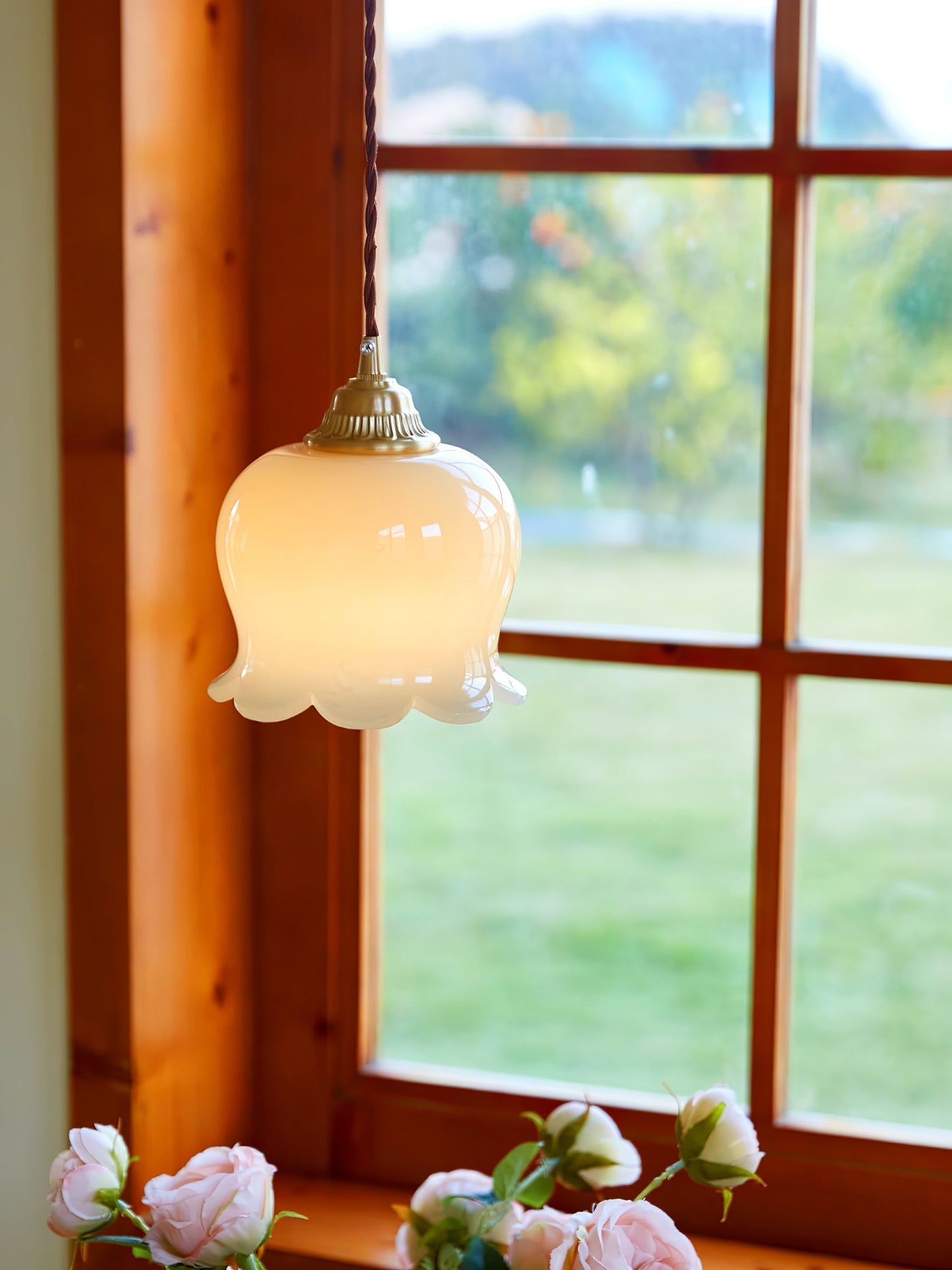 Classic Gold Floral Pendant Light Fixture