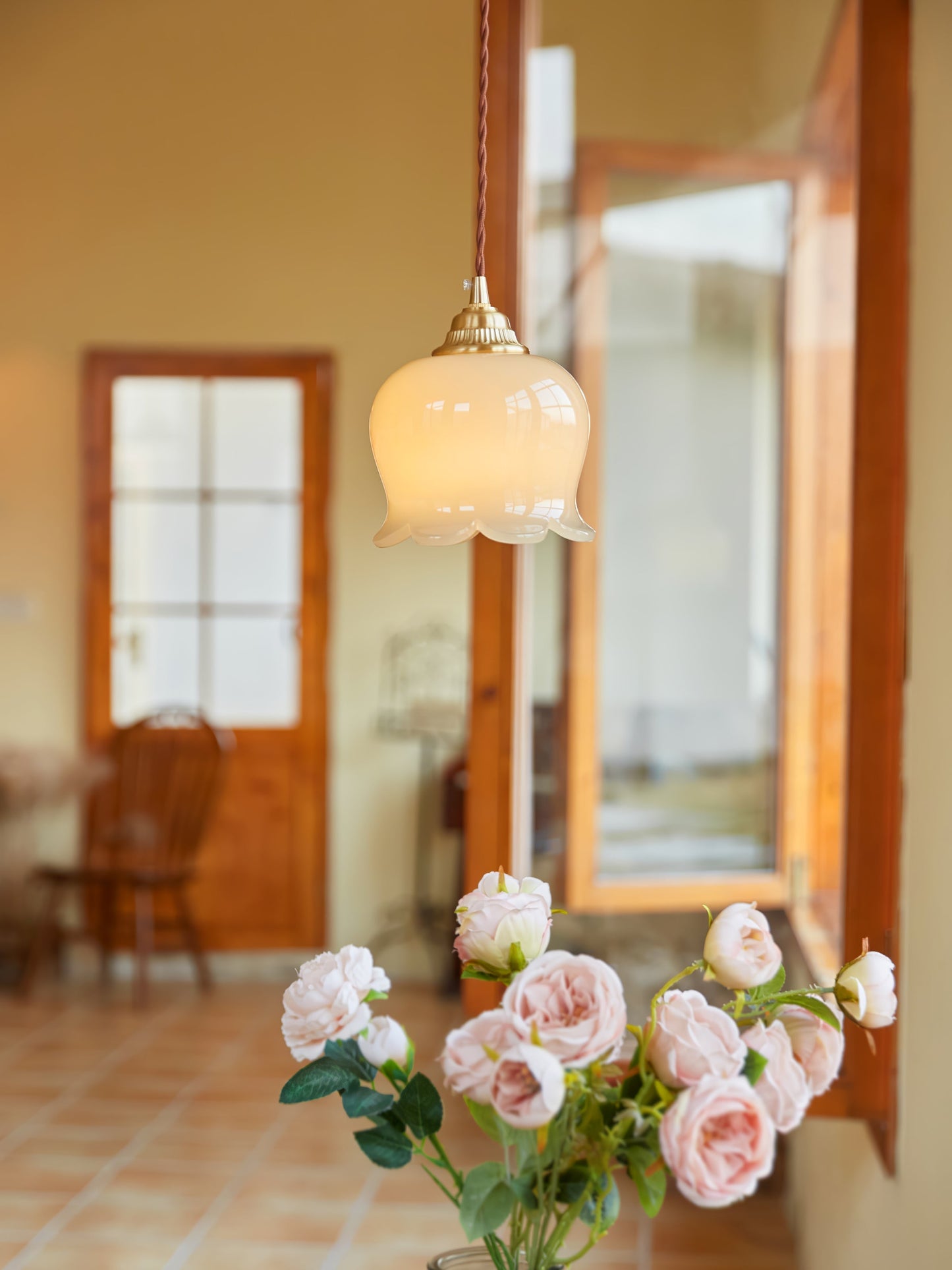 Classic Gold Floral Pendant Light Fixture