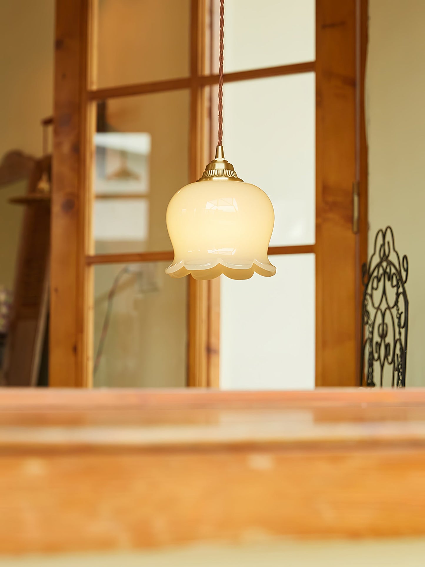 Classic Gold Floral Pendant Light Fixture