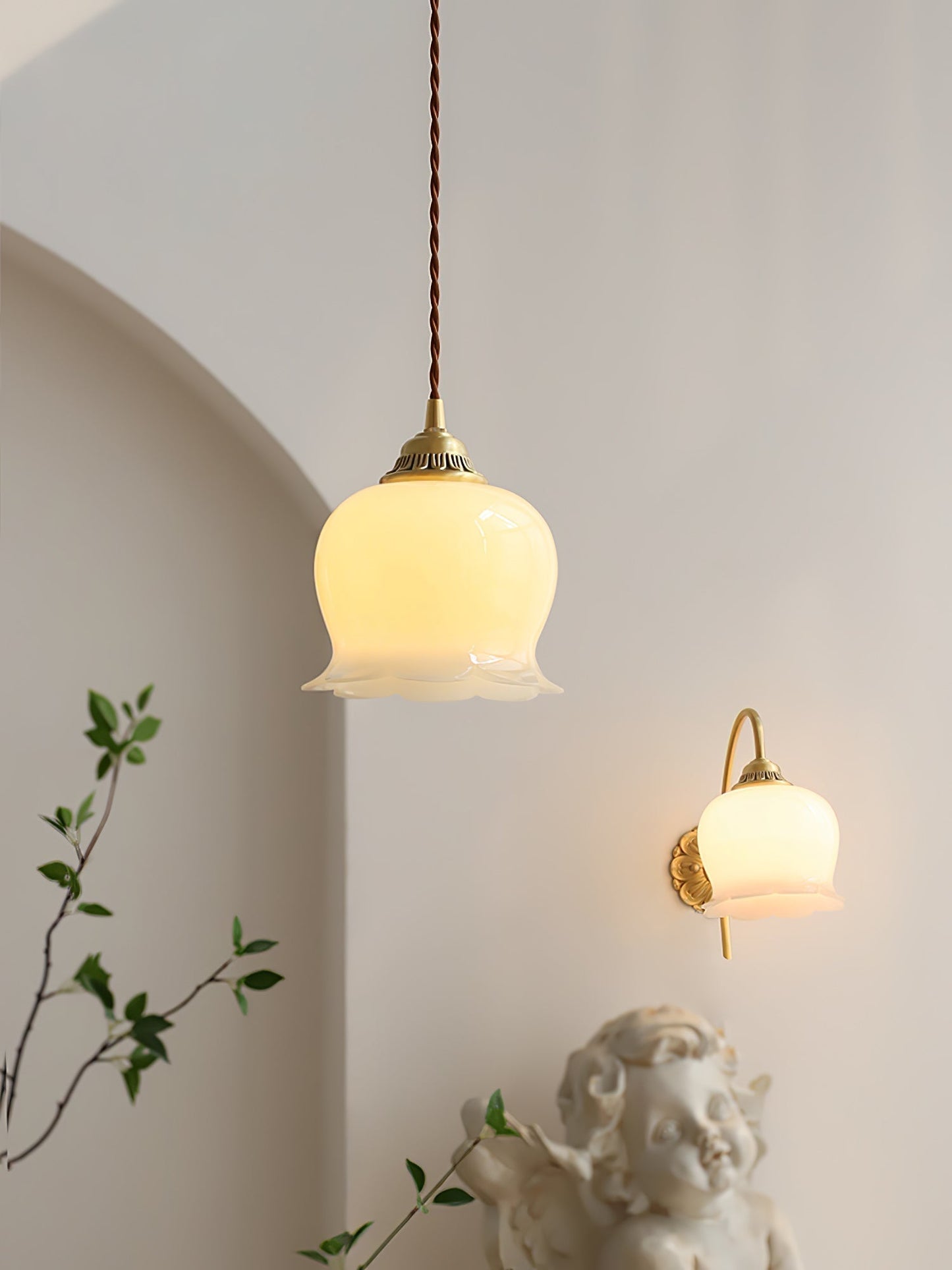 Classic Gold Floral Pendant Light Fixture