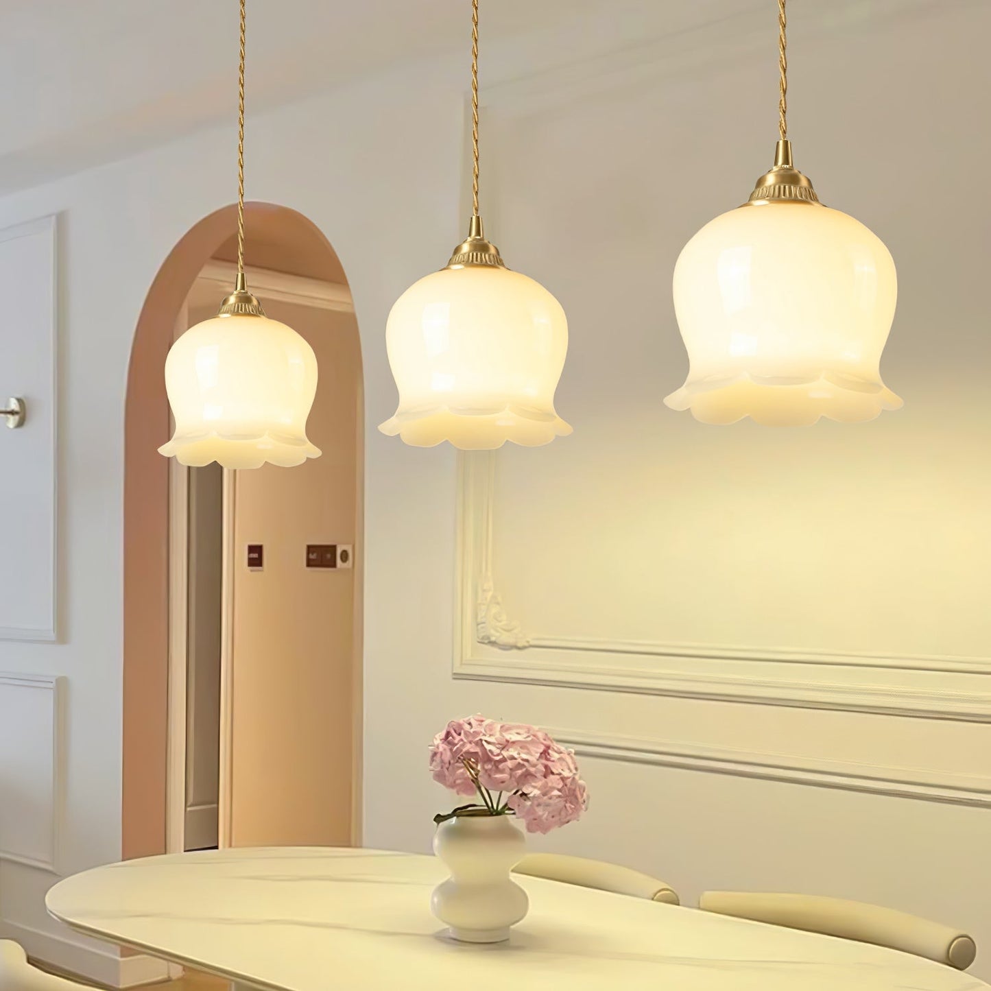 Classic Gold Floral Pendant Light Fixture