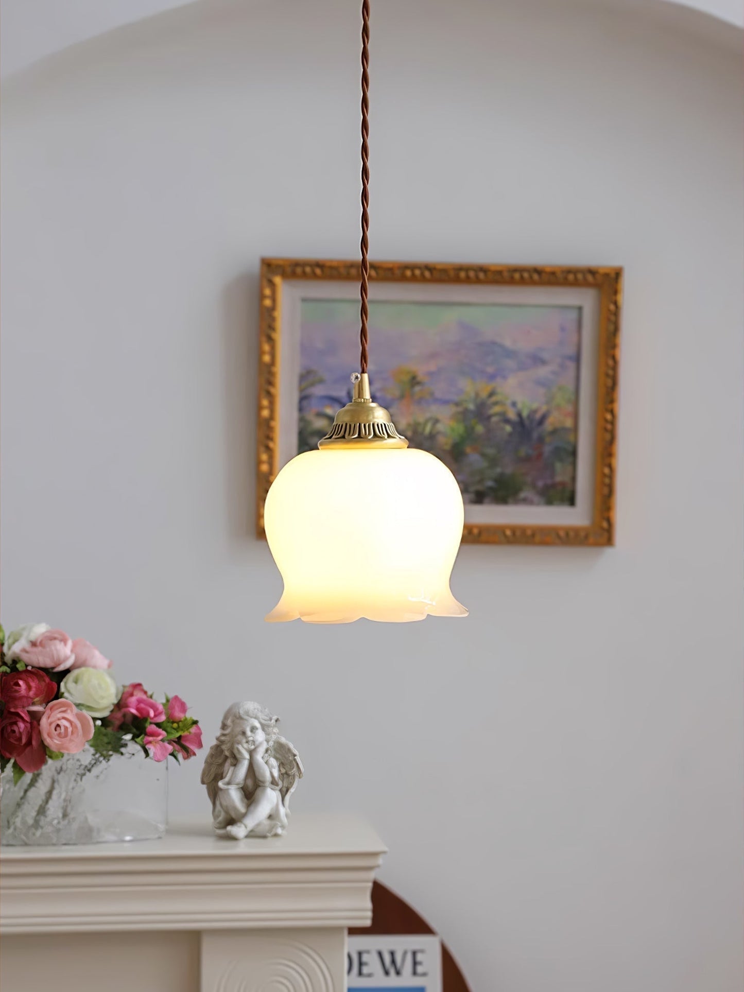 Classic Gold Floral Pendant Light Fixture