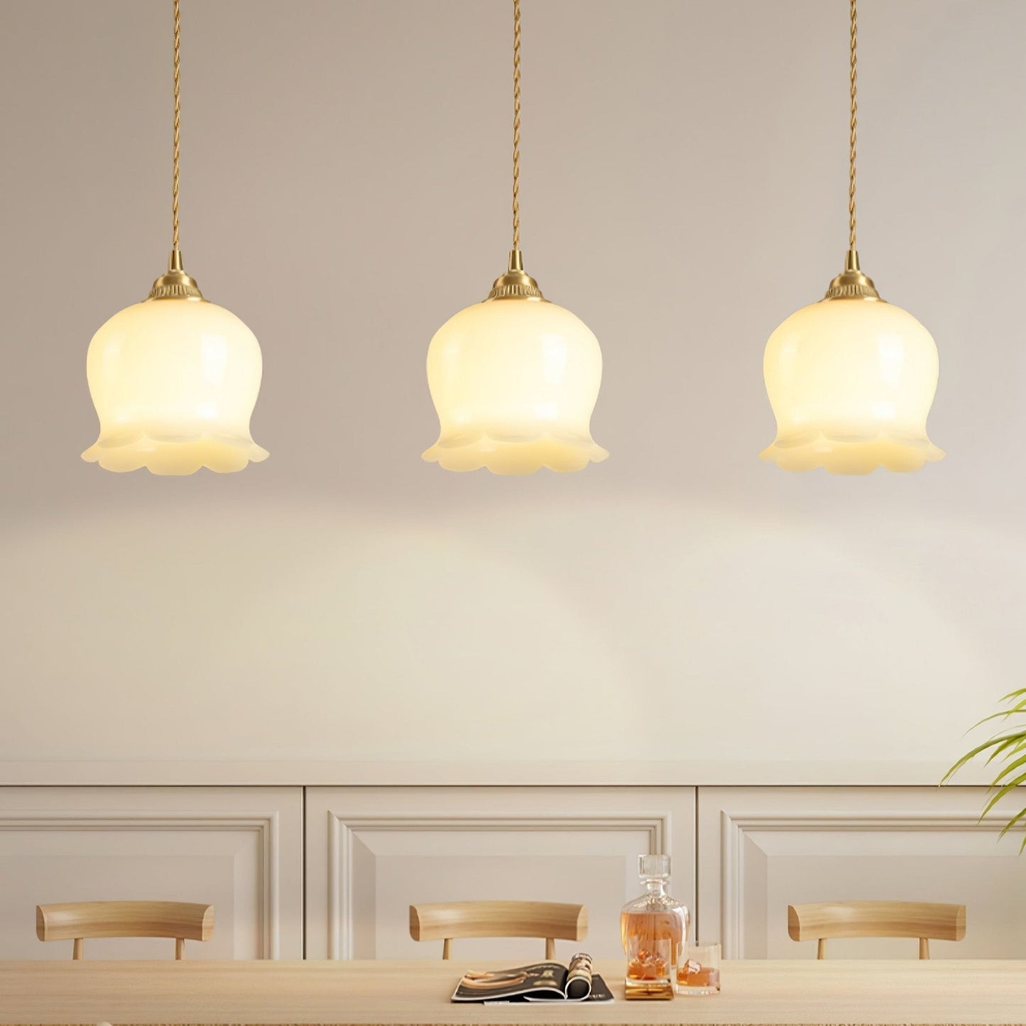 Classic Gold Floral Pendant Light Fixture