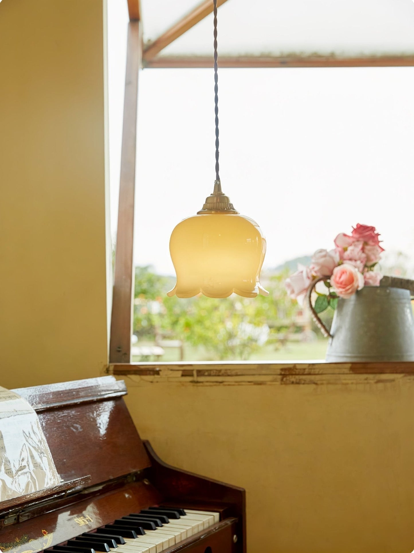 Classic Gold Floral Pendant Light Fixture