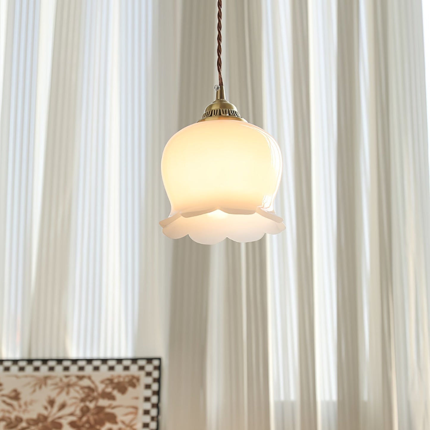 Classic Gold Floral Pendant Light Fixture