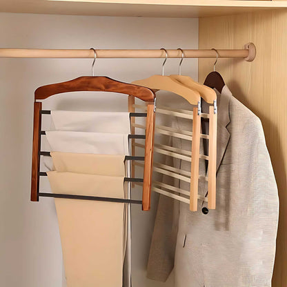 Compact 3-Tier Clothes Hanger Wooden Closet Organizer