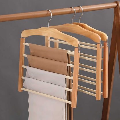 Compact 3-Tier Clothes Hanger Wooden Closet Organizer