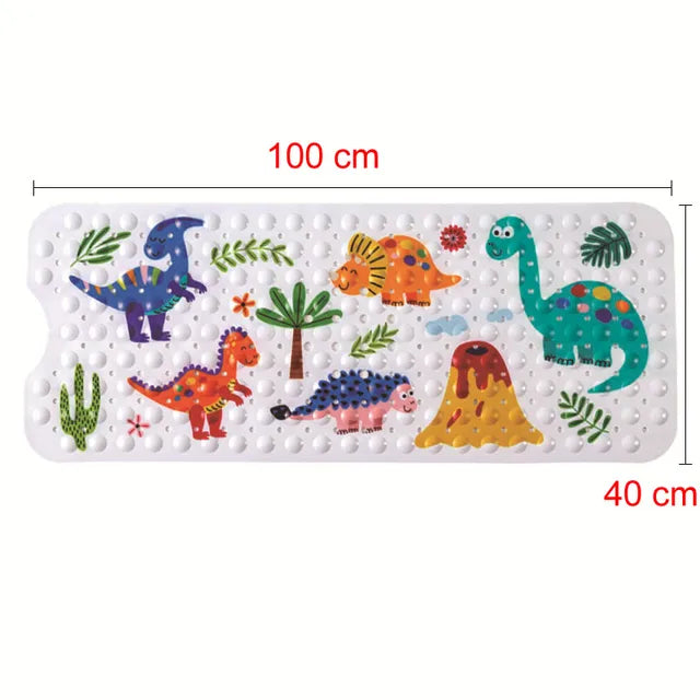 Fun Kids Bath Mat with Suction Cups and Colorful Designs - Fesara