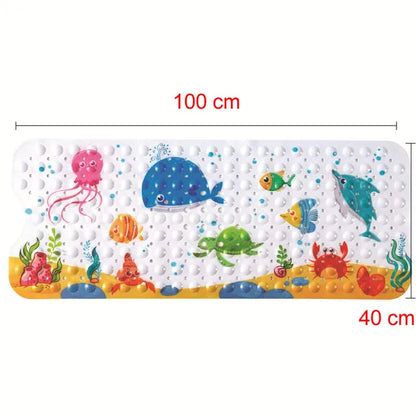 Fun Kids Bath Mat with Suction Cups and Colorful Designs