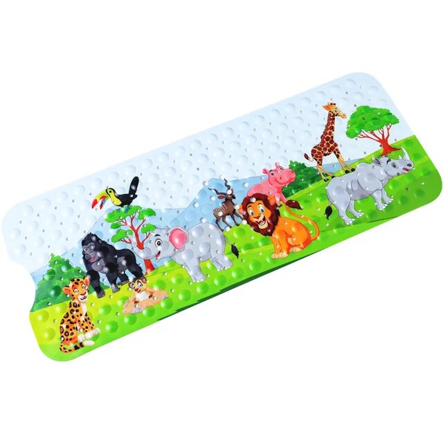 Fun Kids Bath Mat with Suction Cups and Colorful Designs