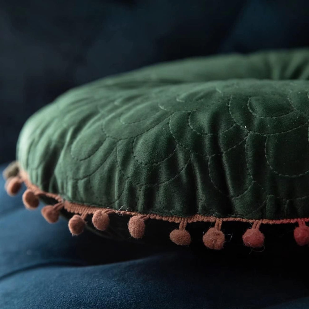 Plush Round Padded Storage Ottoman Seat Cushion