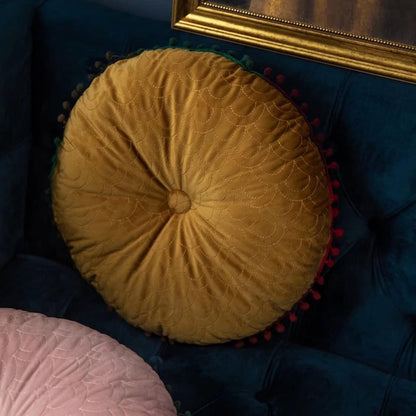 Plush Round Padded Storage Ottoman Seat Cushion