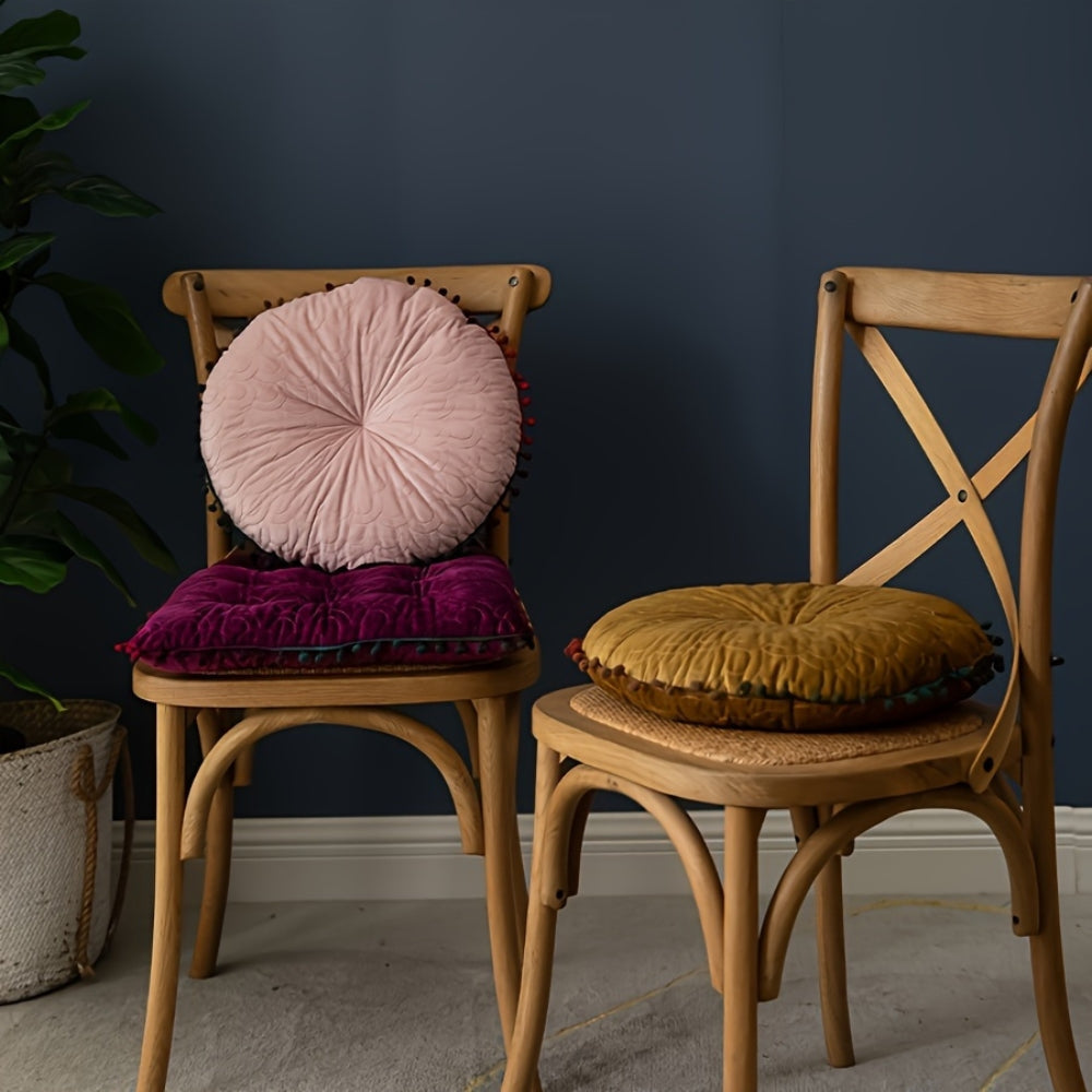Plush Round Padded Storage Ottoman Seat Cushion