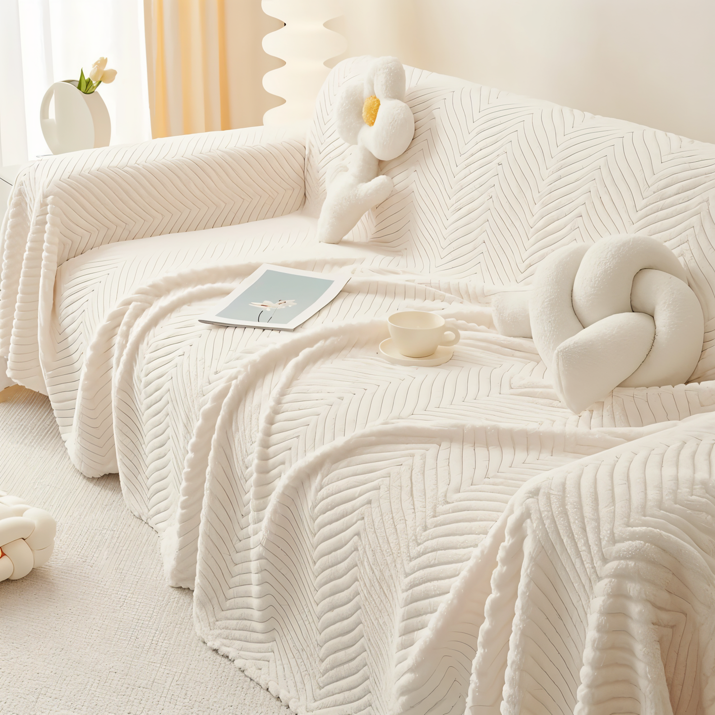 Durable Grip Faux Sofa Slipcover - Fesara
