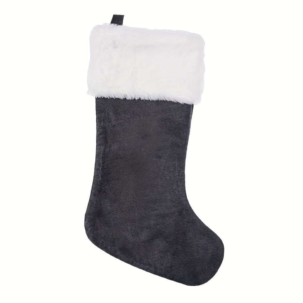 VelvetMonogram | Stylish Personalized Gray Christmas Stocking Decoration 29