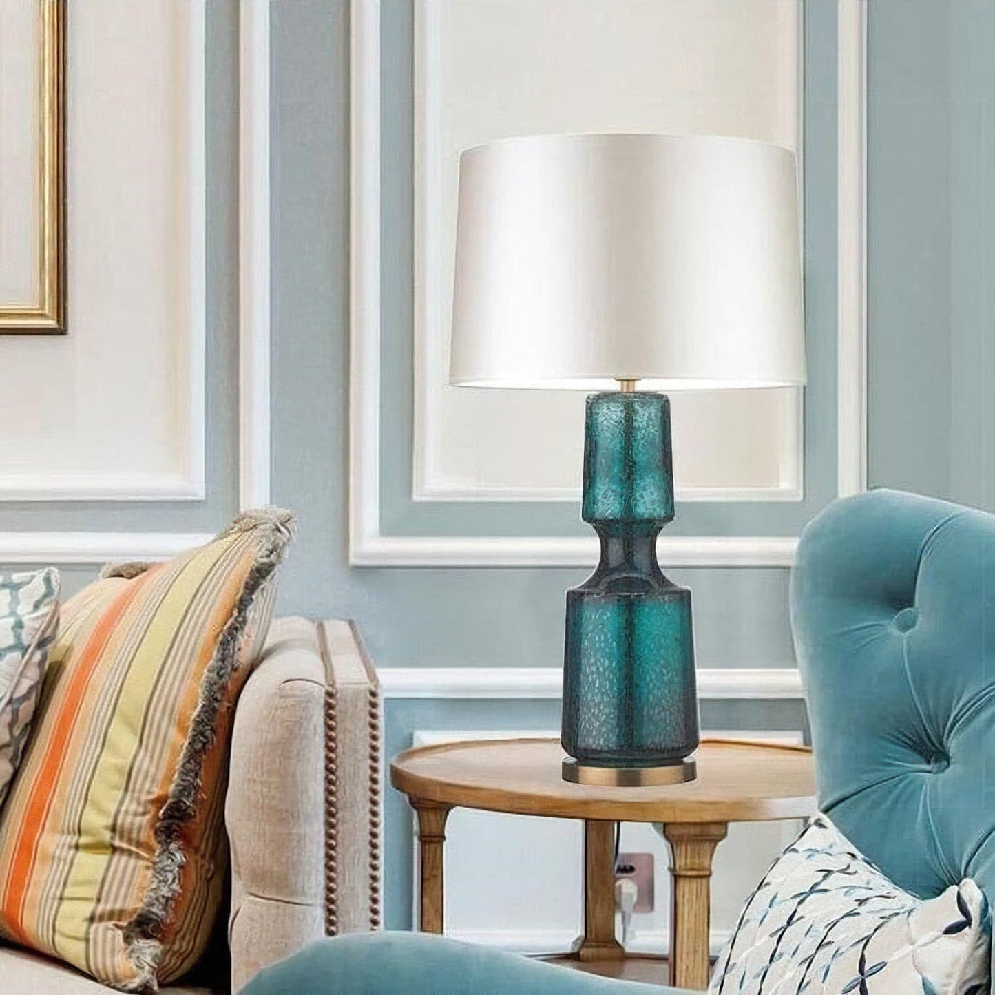 Sleek Metal and Glass Desk Lamp
