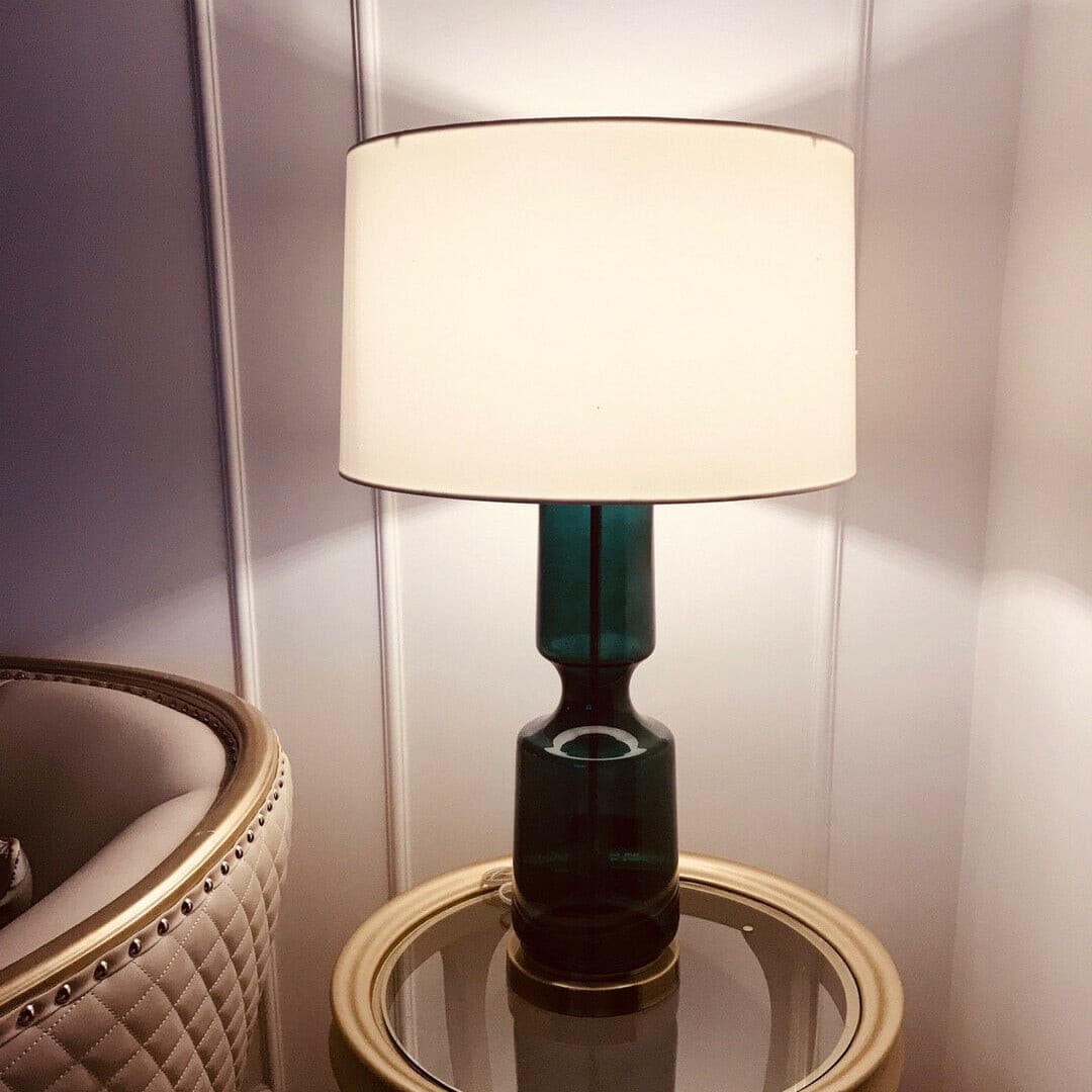 Sleek Metal and Glass Desk Lamp
