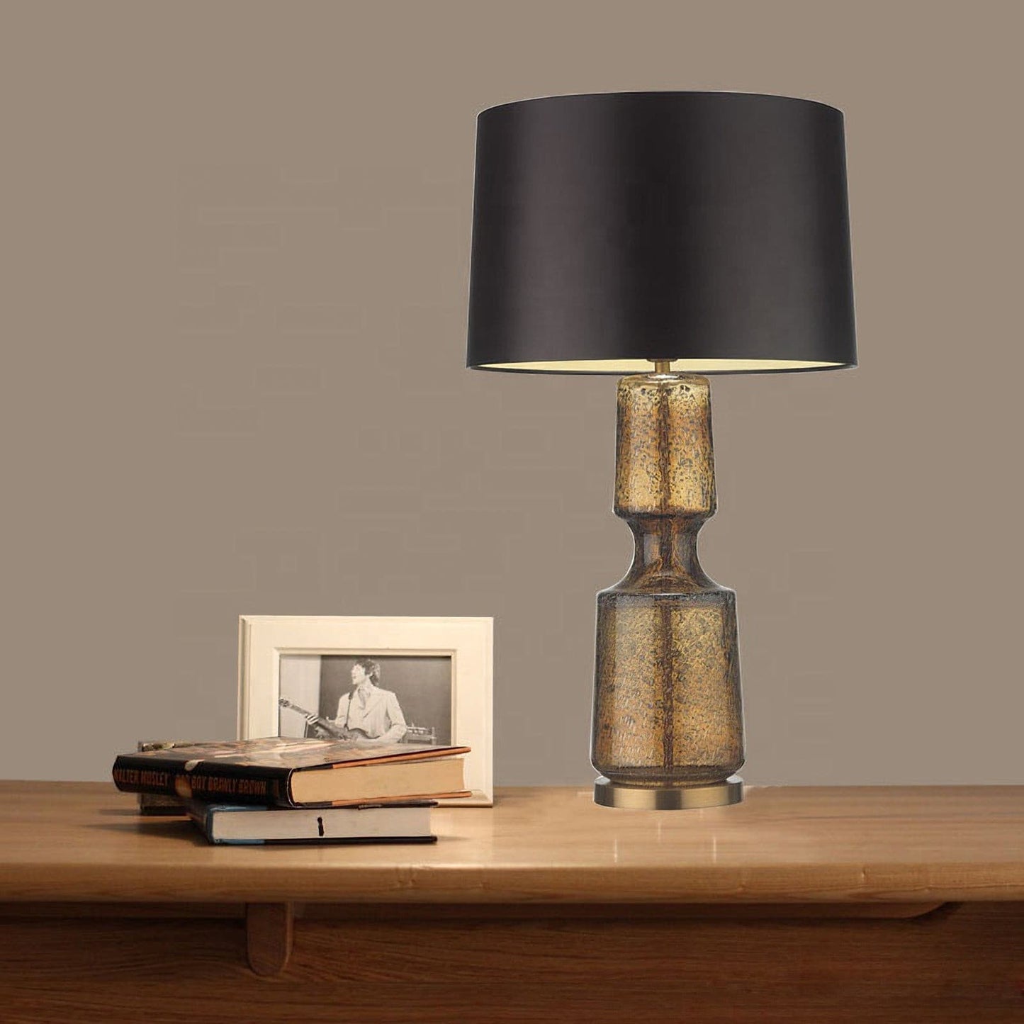 Sleek Metal and Glass Desk Lamp