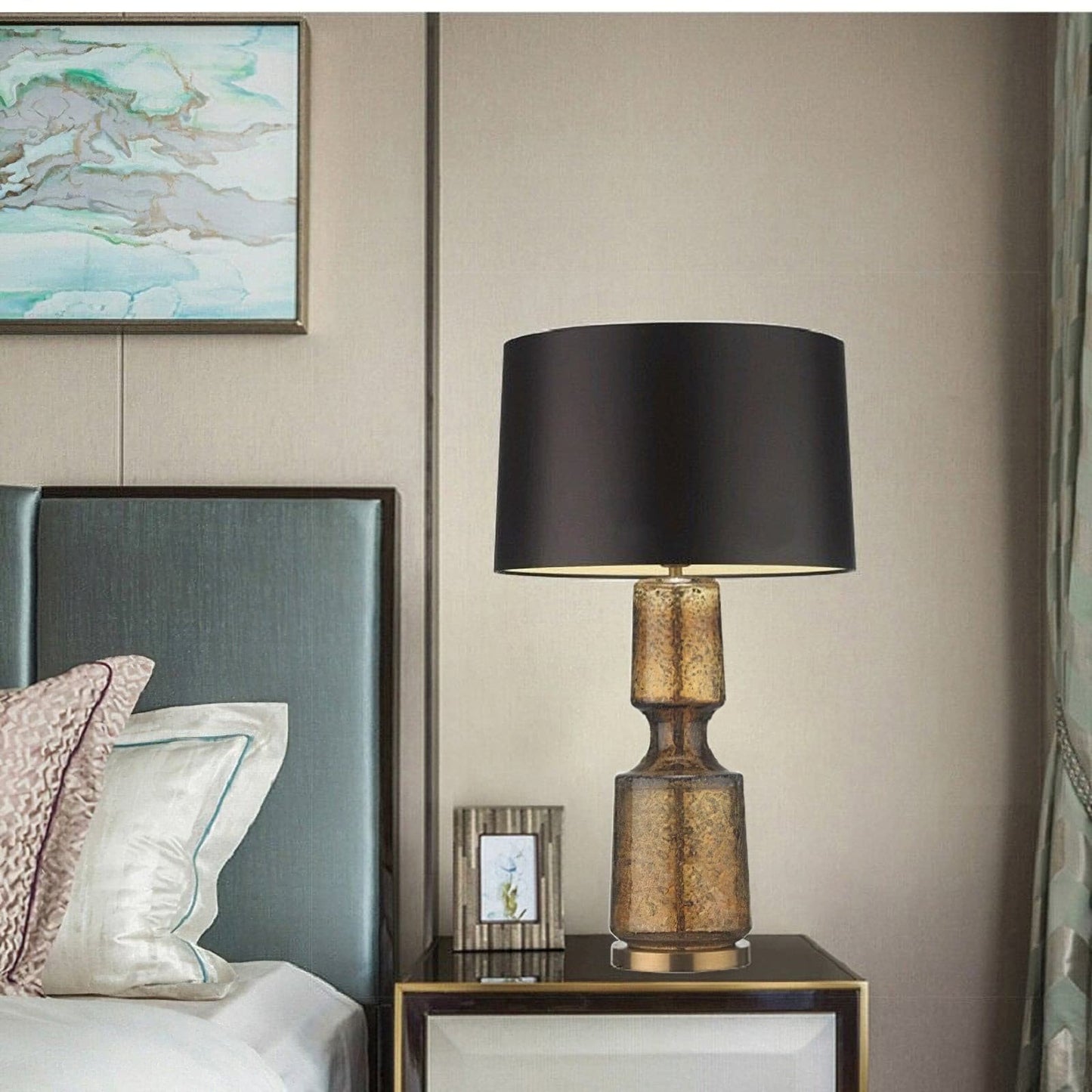 Sleek Metal and Glass Desk Lamp