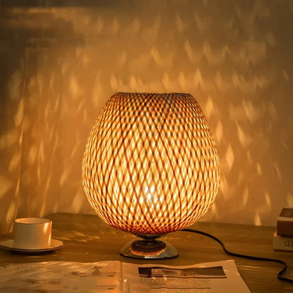 Rustic Bamboo Traditional Table Light