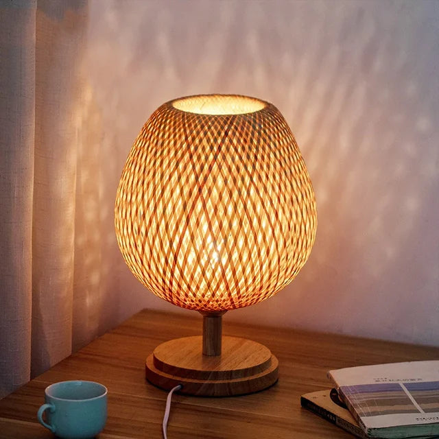 Rustic Bamboo Traditional Table Light