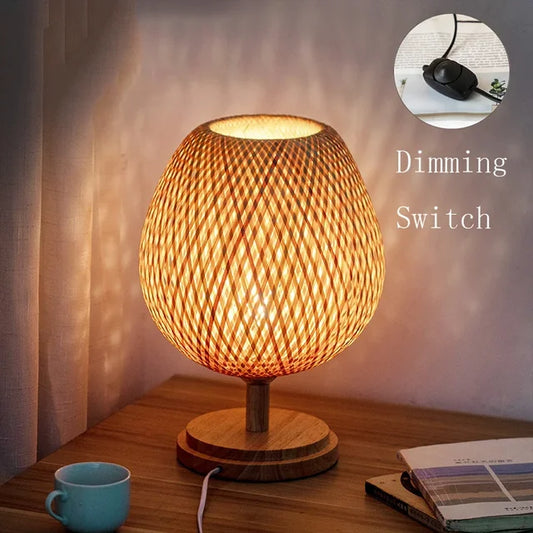 Rustic Bamboo Traditional Table Light - Fesara
