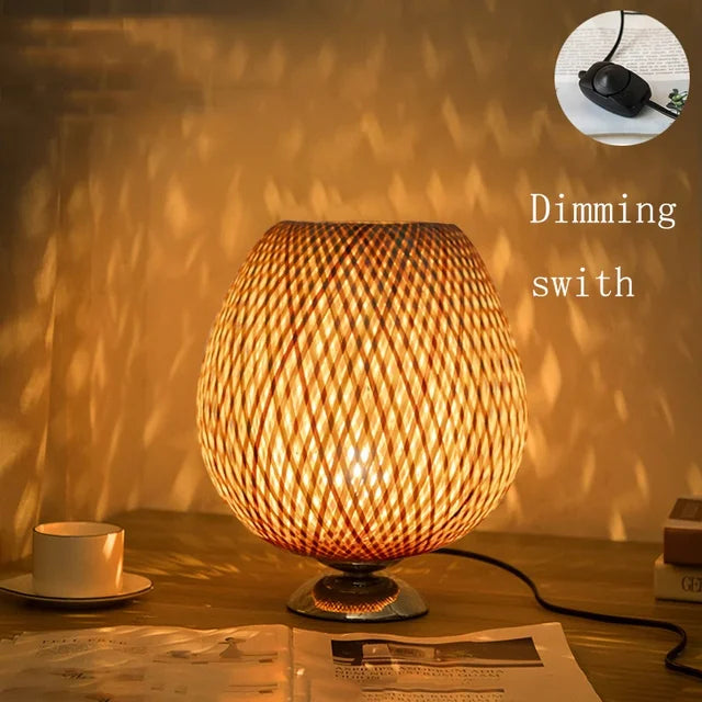 Rustic Bamboo Traditional Table Light