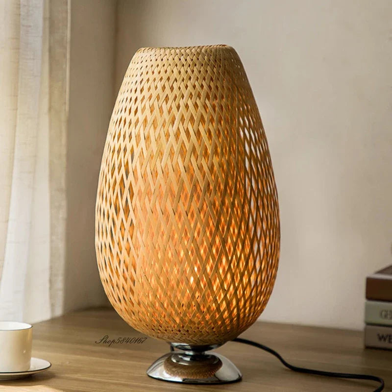 Rustic Bamboo Traditional Table Light