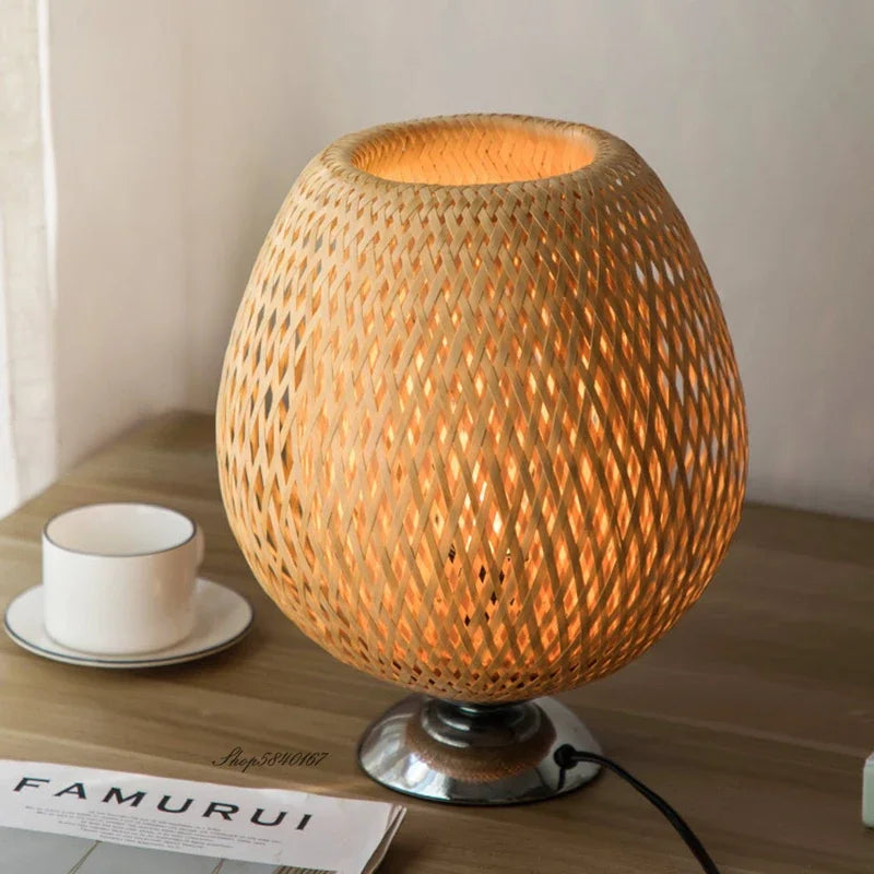Rustic Bamboo Traditional Table Light
