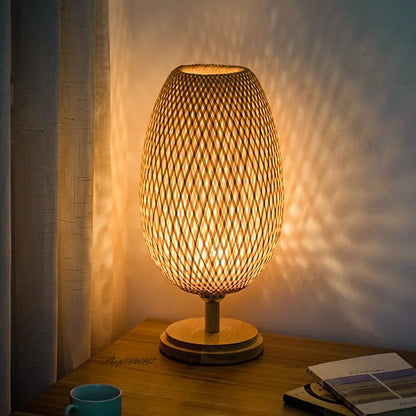 Rustic Bamboo Traditional Table Light