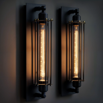 Rustic Metal Wall Lamp – Classic Cage Sconce for Home Decor