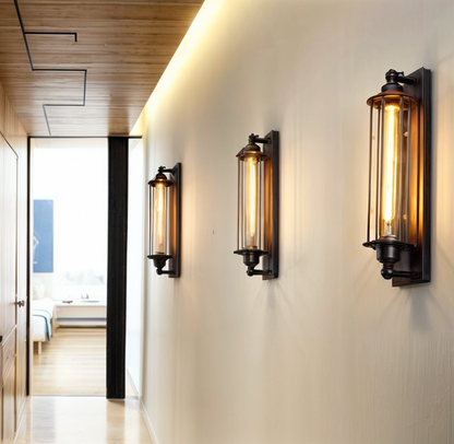 Rustic Metal Wall Lamp – Classic Cage Sconce for Home Decor