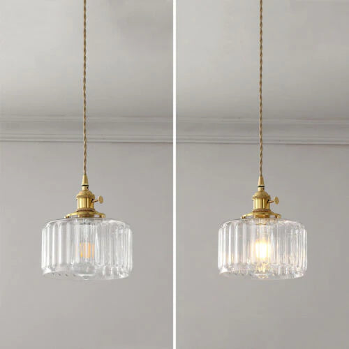 Classic Crystal Drop Pendant Light Glass Shade